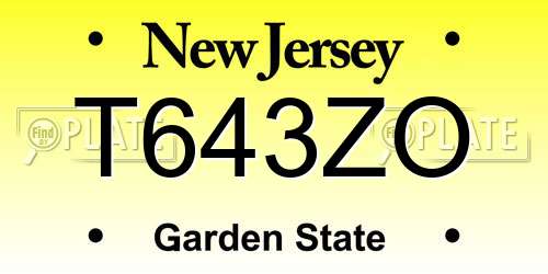 T643ZO New Jersey License Plate