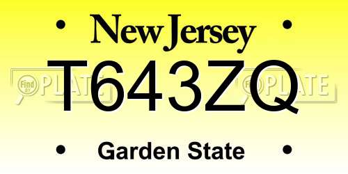 T643ZQ New Jersey License Plate