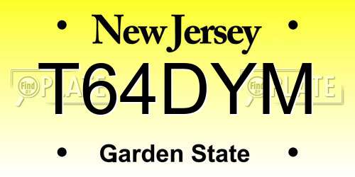 T64DYM New Jersey License Plate