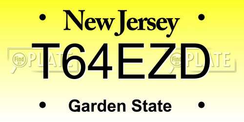 T64EZD New Jersey License Plate
