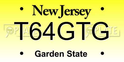 T64GTG New Jersey License Plate