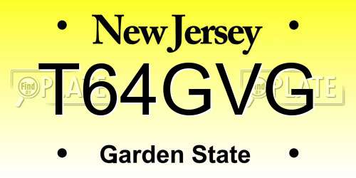 T64GVG New Jersey License Plate