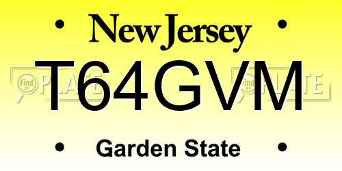 T64GVM New Jersey License Plate
