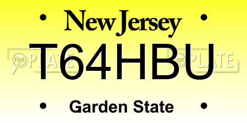 T64HBU New Jersey License Plate