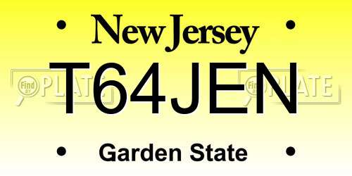 T64JEN New Jersey License Plate