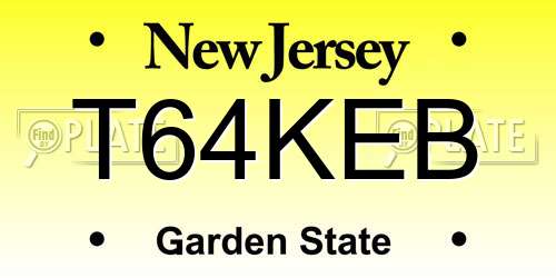 T64KEB New Jersey License Plate