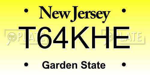 T64KHE New Jersey License Plate