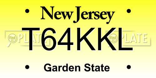 T64KKL New Jersey License Plate
