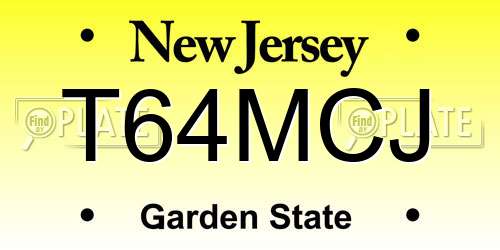 T64MCJ New Jersey License Plate