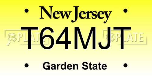 T64MJT New Jersey License Plate