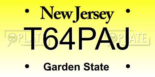 T64PAJ New Jersey License Plate