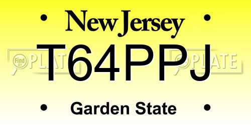 T64PPJ New Jersey License Plate