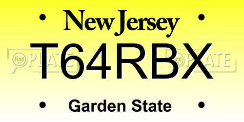 T64RBX New Jersey License Plate