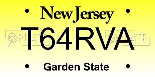 T64RVA New Jersey License Plate