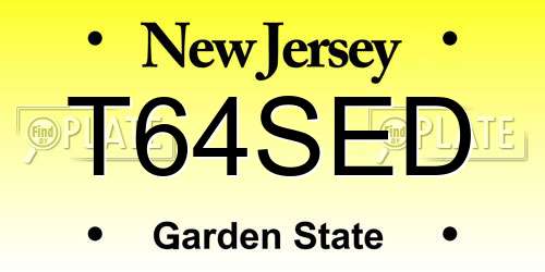 T64SED New Jersey License Plate