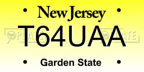 T64UAA New Jersey License Plate