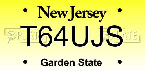 T64UJS New Jersey License Plate