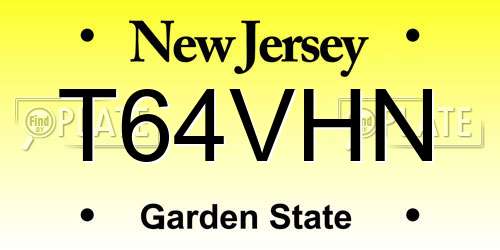 T64VHN New Jersey License Plate