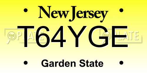 T64YGE New Jersey License Plate