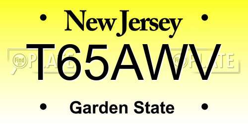 T65AWV New Jersey License Plate
