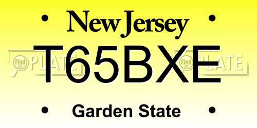 T65BXE New Jersey License Plate