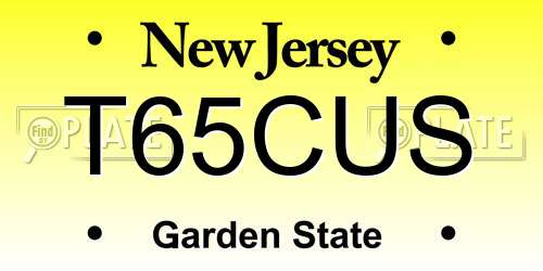 T65CUS New Jersey License Plate