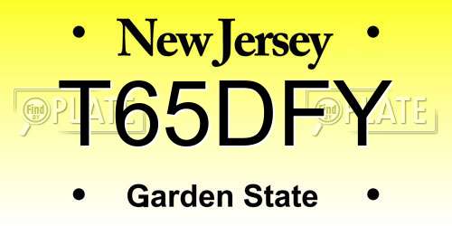 T65DFY New Jersey License Plate