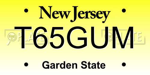 T65GUM New Jersey License Plate