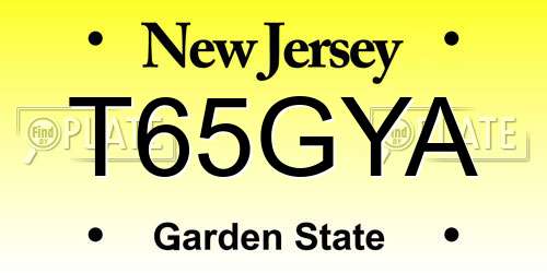 T65GYA New Jersey License Plate
