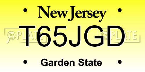 T65JGD New Jersey License Plate