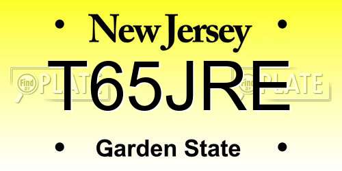 T65JRE New Jersey License Plate