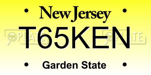T65KEN New Jersey License Plate