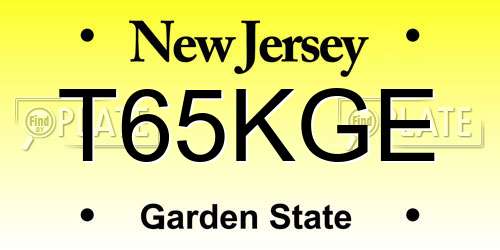 T65KGE New Jersey License Plate