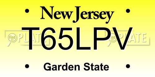 T65LPV New Jersey License Plate