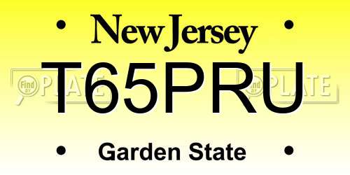 T65PRU New Jersey License Plate