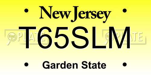 T65SLM New Jersey License Plate
