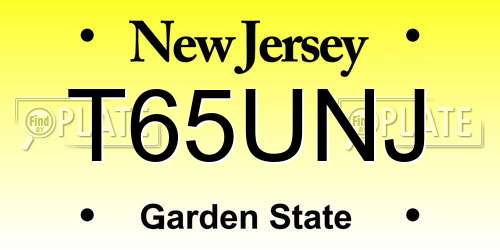 T65UNJ New Jersey License Plate