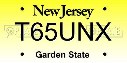 T65UNX New Jersey License Plate