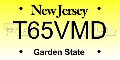 T65VMD New Jersey License Plate