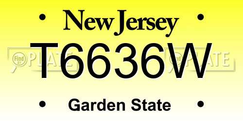 T6636W New Jersey License Plate