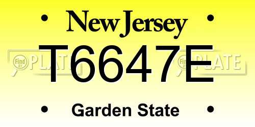 T6647E New Jersey License Plate