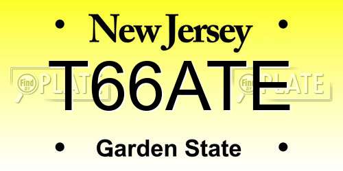 T66ATE New Jersey License Plate