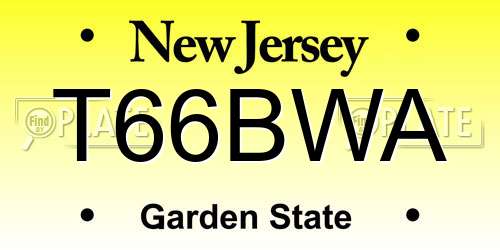 T66BWA New Jersey License Plate