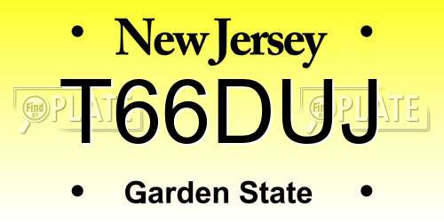 T66DUJ New Jersey License Plate