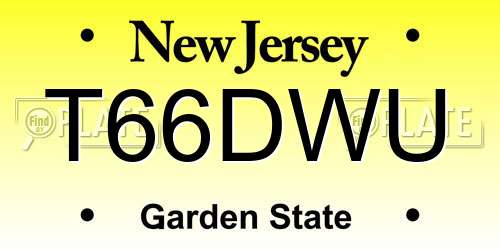 T66DWU New Jersey License Plate