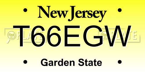 T66EGW New Jersey License Plate