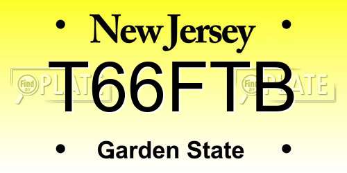 T66FTB New Jersey License Plate