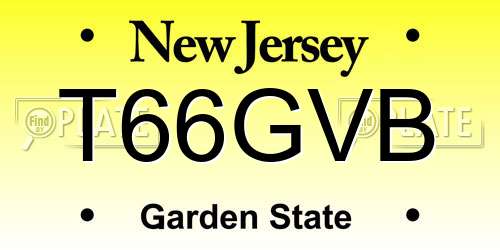 T66GVB New Jersey License Plate
