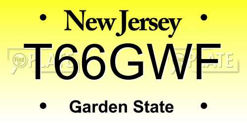 T66GWF New Jersey License Plate