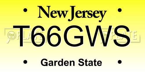 T66GWS New Jersey License Plate